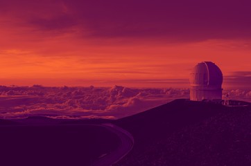 Poster - Orange & Purple Gradient filters added to mountain top view of Mauna Kea