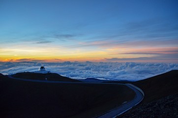 Poster - Access road for Telescopes on top of Volcano in Hawaii, with sunset