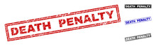 Grunge DEATH PENALTY Rectangle Stamp Seals Isolated On A White Background. Rectangular Seals With Grunge Texture In Red, Blue, Black And Grey Colors.
