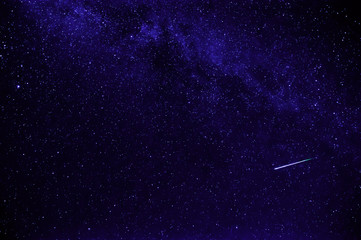 Wall Mural - purple night starry sky with shooting star