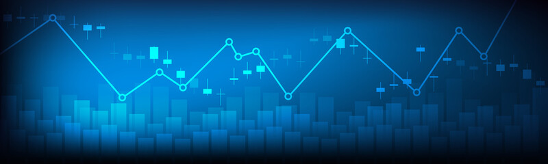 Wall Mural - Stock exchange chart market investment trading with world map. Trading platform. Business graph. Vector Illustration