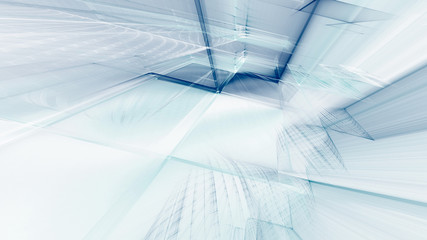 Poster - Abstract blue on white background element. Fractal graphics 3d illustration. Science or technology concept.