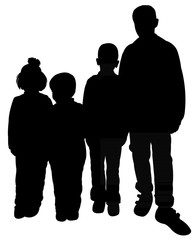 Canvas Print - children together, silhouette vector