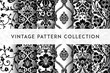 Set of Vector seamless damask patterns. Rich ornament, old Damascus style pattern for wallpapers, textile, packaging, design of luxury products - Vector Illustration