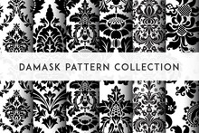 Set Of Vector Seamless Damask Patterns. Rich Ornament, Old Damascus Style Pattern For Wallpapers, Textile, Packaging, Design Of Luxury Products - Vector Illustration