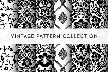 set of vector seamless damask patterns. rich ornament, old damascus style pattern for wallpapers, te
