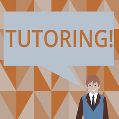 Poster - Writing note showing Tutoring. Business concept for Mentoring Teaching Instructing Preparing Supporting Give lessons