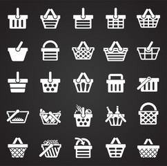 Poster - Shop basket icons set on black background for graphic and web design. Simple vector sign. Internet concept symbol for website button or mobile app.