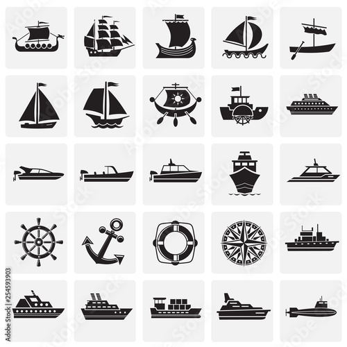 Fotografía Ship icons on squares background for graphic and web design