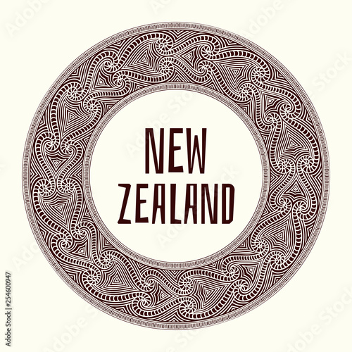 New Zealand Vector Illustration Travel Design With Maori Tattoo