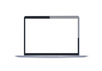 Poster - realistic laptop computer mockup notebook with empty blank screen on white background digital technology concept horizontal