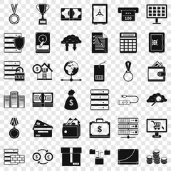 Poster - Business plan icons set. Simple style of 36 business plan vector icons for web for any design