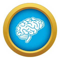 Poster - Human brain icon blue vector isolated on white background for any design