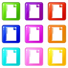 Poster - Notebook icons set 9 color collection isolated on white for any design