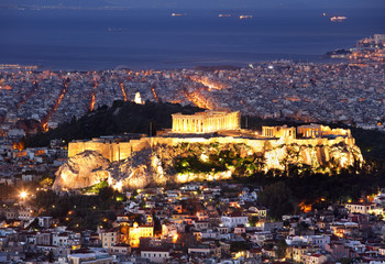 Wall Mural - Athens - Greece at night, Acropolis