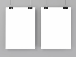 Wall Mural - empty advertising poster (banner) - mockup template on gray background. 3d rendering