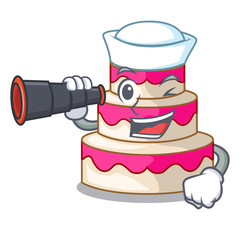 Sticker - Sailor with binocular wedding cake in a cartoon fridge