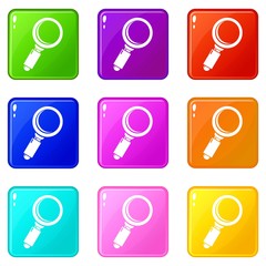 Poster - Loupe icons set 9 color collection isolated on white for any design