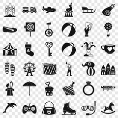 Wall Mural - Fun circus icons set. Simple style of 36 fun circus vector icons for web for any design