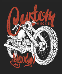 Wall Mural - Custom bike hand drawn vector t-shirt print