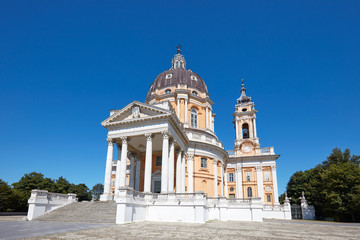 Wall Mural - Superga basilica in Turin, Unesco World Heritage Site in a sunny summer day in Italy