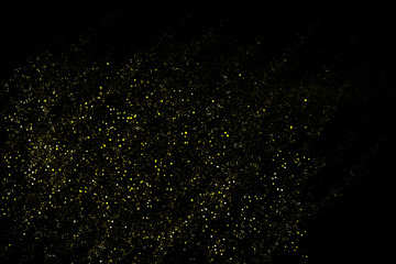 Glitter dust overlay, abstract background, shiny light gold glitter bokeh