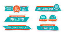 Set Of Sale Tags Or Banners, Special Offer Headers, Discount Stickers. Vector Elements For Website Design