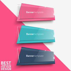 Canvas Print - Realistic origami paper shapes, transparent backgrounds template. Set of three beautiful glass elements for web design, promotion and advertisement