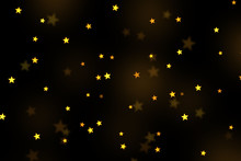 Gold Stars Bokeh Overlay, Stars Photo Overlay, Abstract Background, Shiny Gold And Yellow Stars Flowing Around. Photo Overlay Effect, Stars Bokeh On Black Background, JPG File.