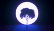 A tree in the virtual space, blue tint