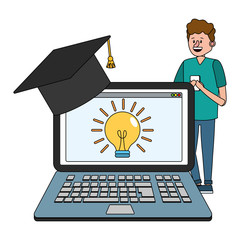 Sticker - online education man cartoon