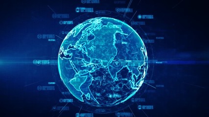 Poster - Secure data network. Cyber Security and Protection of personal data concept. Earth element furnished by Nasa