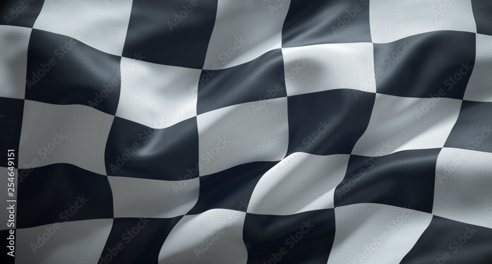 Black and white checkered racing flag. - obrazy, fototapety, plakaty 