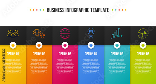 Cuadros en Lienzo Chart with colorful business icons - infographic template. Vector