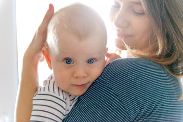 Mother an son hugging