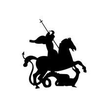 Silhouette Of St George Killing A Dragon