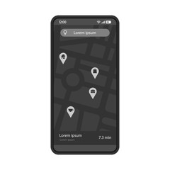 GPS navigation app interface vector template