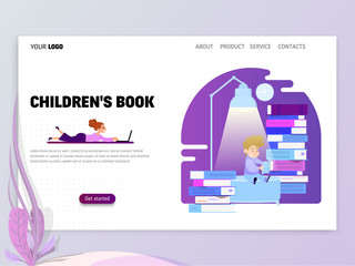 Wall Mural - Landing page or website template with scenes of active life in an urban environment. Concept illustration with characters
