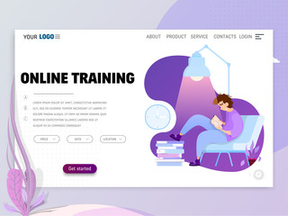 Wall Mural - Landing page or website template with scenes of active life in an urban environment. Concept illustration with characters