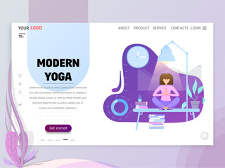 Wall Mural - Landing page or website template with scenes of active life in an urban environment. Concept illustration with characters