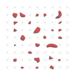 Wall Mural - Red holds for rock climbing on a wall in the gym. Flat style vector illustration.