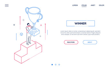 Aufkleber - Winner - line design style isometric web banner