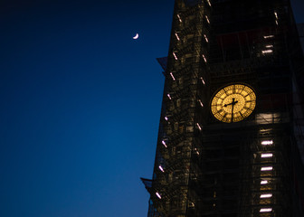 Big Ben with moon