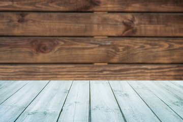 Wall Mural - blue table on blurred background texture wood - can use for display or montage your product.Template mock up for display of product