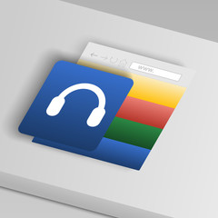 Poster - headphones from sound icon. From collection button icons