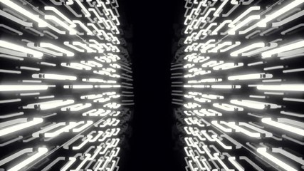 Poster - Abstrac futuristic dark corridor with neon lights. Glowing light. Futuristic architecture background, 3D animation
