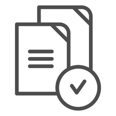 Poster - Paper approved line icon. Verified documents vector illustration isolated on white. Checkmark on files outline style design, designed for web and app. Eps 10.