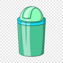 Poster - Green trash can icon in cartoon style isolated on background for any web design 
