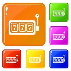 Poster - Slots icons set collection vector 6 color isolated on white background