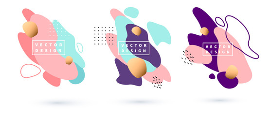 Fototapete - Set abstract shapes form. Paper style. Memphis. trendy Vintage colors. Template for the design of a logo, flyer or presentation. Vector illustration